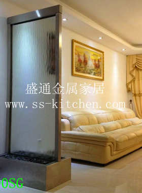 欧式流水喷泉水幕墙流水屏风玻璃流水墙客厅隔断玄关摆件水帘水