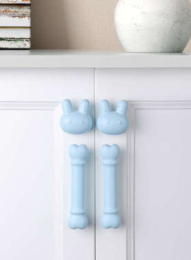 简约现代儿童房兔子拉手橱柜衣柜柜门抽屉卡通极简长款陶瓷门把手