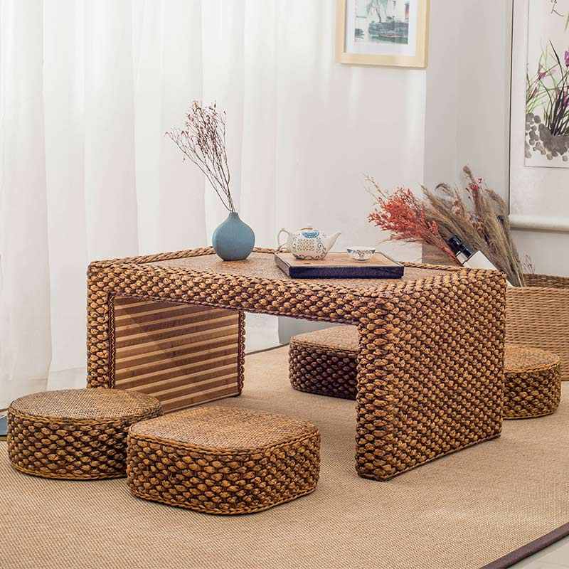 藤编榻榻米茶几地台桌日式禅意茶桌简约阳台桌国学矮桌飘窗桌炕