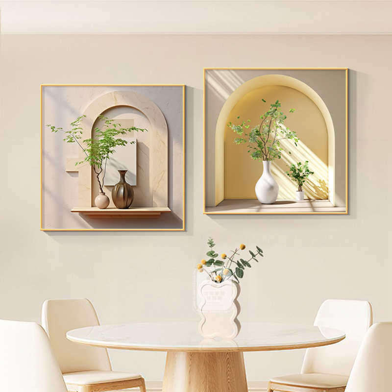 小清新绿植装饰画餐厅餐桌边背景墙挂画现代简约高级感正方形壁画,家居饰品,现代装饰画,淘宝优惠券,粉丝福利购,淘宝优惠卷