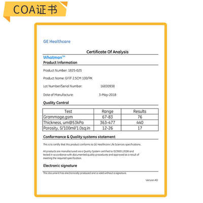 Whatman玻璃纤维滤纸膜1825-047/025/070/090/055 叶绿素检测GF/F