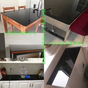 定做茶几餐桌黑色不透明钢化烤漆玻璃面板背景墙反光玻璃哑光磨砂