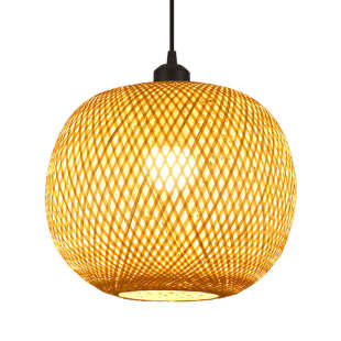 创意组合款竹编灯茶室卧室餐厅灯罩三头楼梯间新中式圆球吊灯禅意