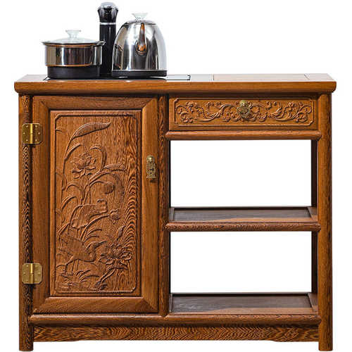 红木家具鸡翅木茶水柜中式餐边柜茶台烧水储物茶几小茶柜实木茶桌