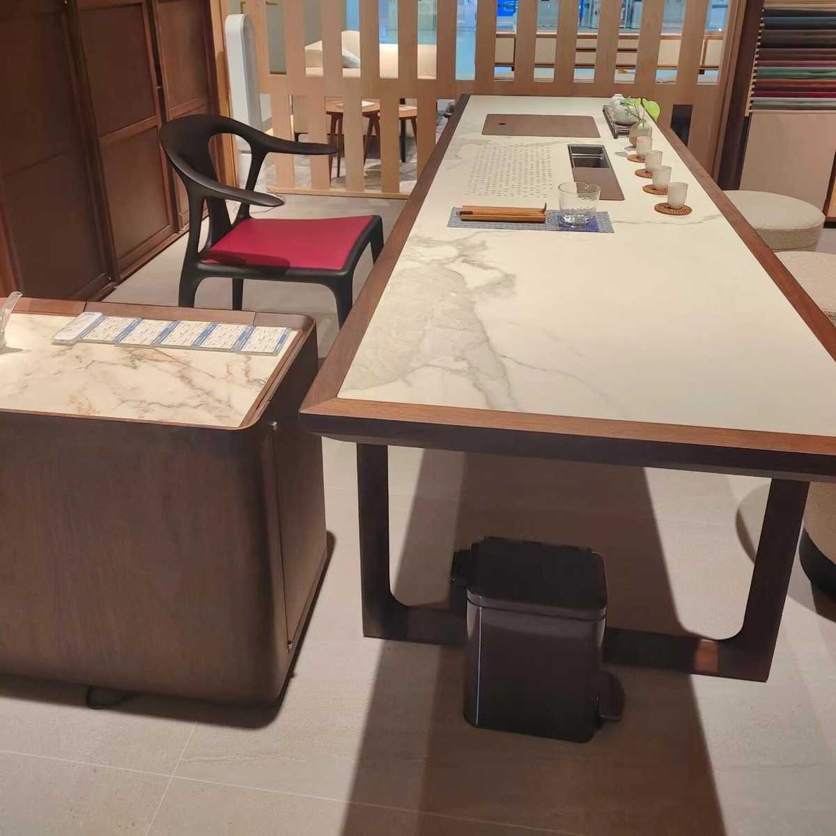 新中式实木茶桌椅组合禅意岩板茶台茶艺家用客厅办公室会所泡茶桌