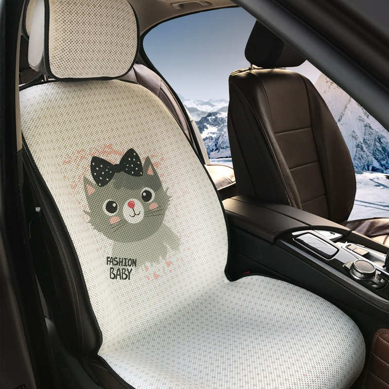 夏季汽车坐垫凉垫卡通冰丝车垫单片汽车座垫四季通用可爱座套透