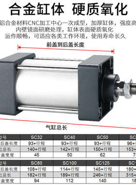 电焊机焊接设备拉杆标准气缸SC125-50/100/150/200/250/300/500S