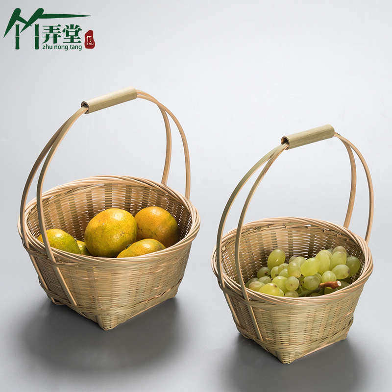 手工竹编手提篮鸡蛋水果篮采摘买菜篮礼品篮子 家用 舞蹈摄影道具,特色手工艺,竹编/竹雕,淘宝优惠券,粉丝福利购,淘宝优惠卷