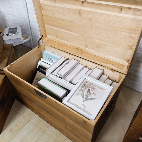 木箱子带锁定做实木收纳箱家用大号复古装饰道具储物箱木箱百宝箱