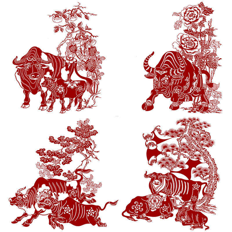 底稿图案牛年刻纸打印底稿图样剪纸中国风黑白2021剪纸手工窗花