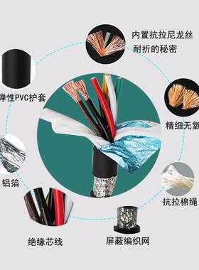 荣缆TRVVP高柔性屏蔽线2 3 4 5 6 7 8芯 耐折600万次防油信号电缆