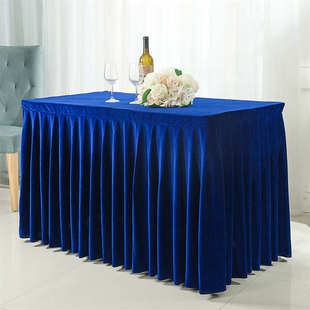 特厚密丝绒会议桌布签到台展会冷餐桌裙桌套活动会展办公围裙桌裙