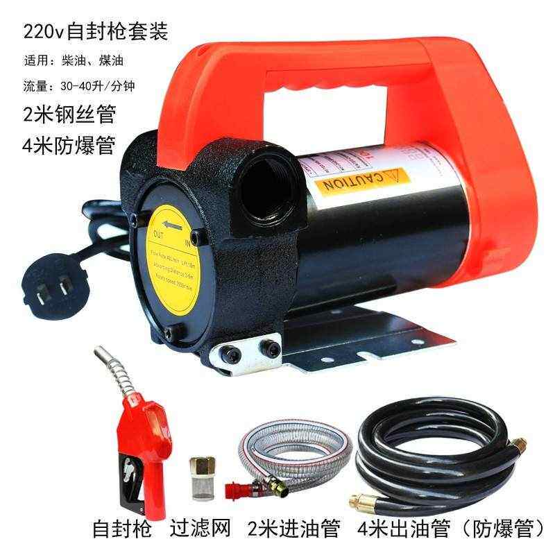 电动抽油泵24v吸油泵12v加油泵自封柴油220V加油机油管自吸泵枪