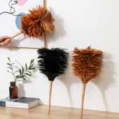 不掉毛鸡毛掸子手工尘扫汽车家用扫灰老式 竹把清洁禅伸缩除尘掸子