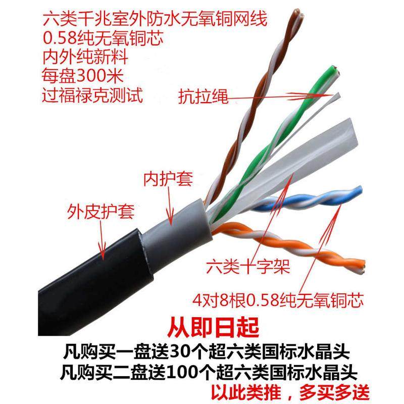 安普室外六类无氧铜千兆宽带网络POE监控连接双屏蔽网线300米包邮,电子元器件市场,网线,淘宝优惠券,粉丝福利购,淘宝优惠卷