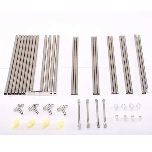 落地压脚四柱不锈钢架子杆子支架加厚加粗1.258不锈钢蚊帐三通