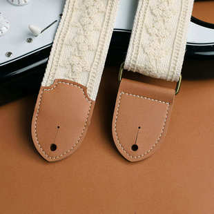 米色蕾丝电吉他背带电贝司背带民谣木吉他带5cm加宽个性