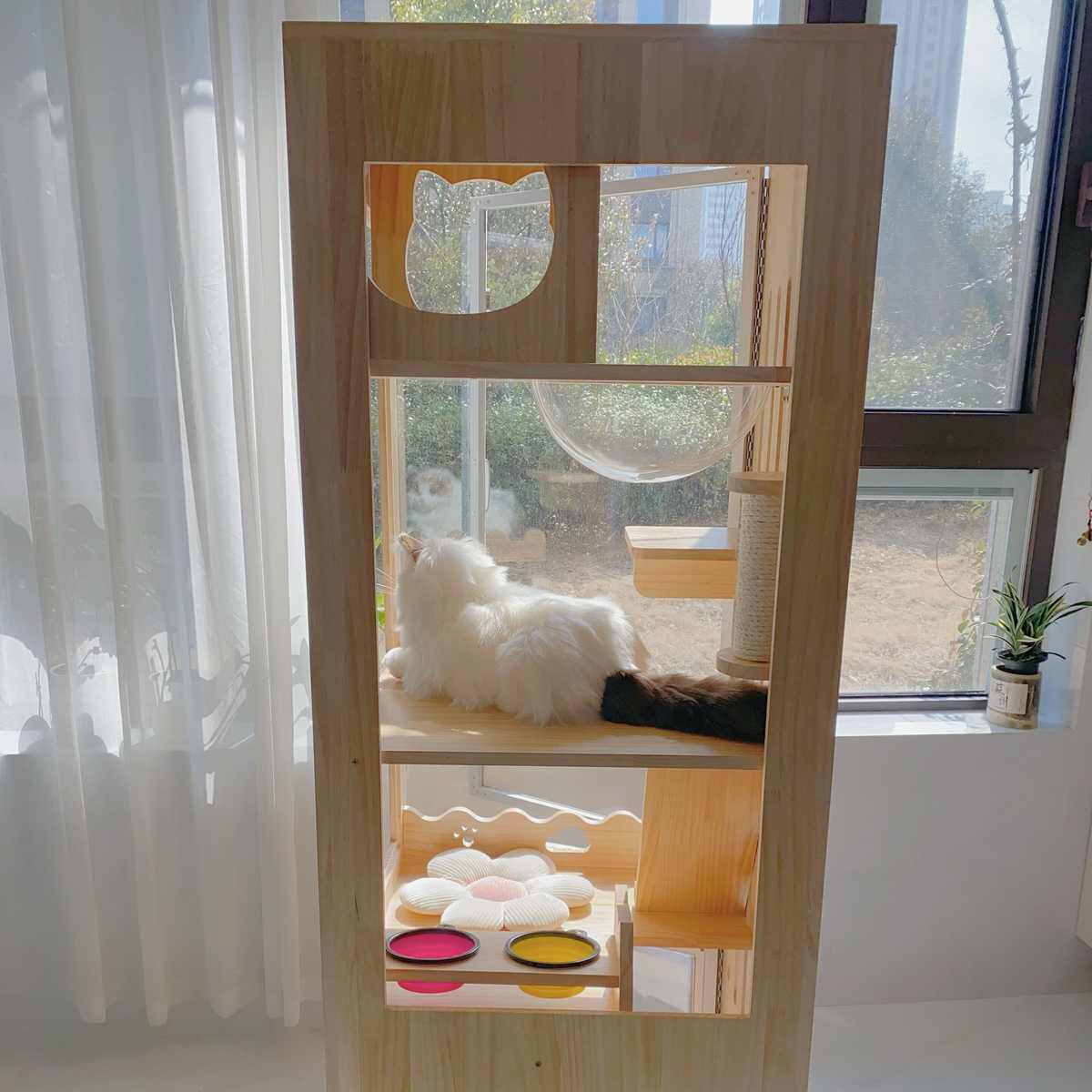 实木豪华小户型猫笼幼猫不占地亚克力全景家用室内猫别墅太空舱