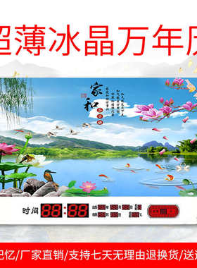 冰晶万年历超薄挂画显示时间钟表装饰画客厅走廊现代简约时尚新款