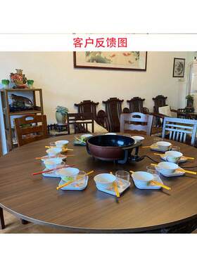 折叠餐桌面配钢化玻璃转盘套餐圆形对折餐桌4分台大桌面板QX0100
