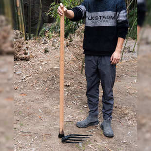 大钉耙子锰钢松土锄宽齿农用工具挖地加厚铁齿耙园艺扒子翻地全钢