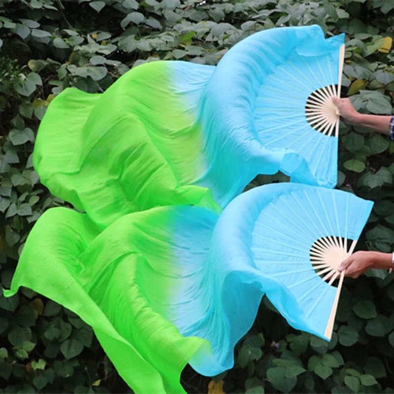 真丝肚皮舞扇子古典舞扇子真丝长扇长飘扇子舞蹈扇绸扇舞扇可定