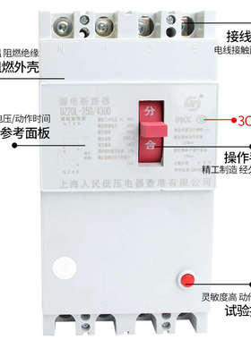 DZ20LE-250/4300三相四线 塑壳漏电保护器断路器160A225A250A