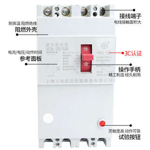 DZ20LE-250/4300三相四线 塑壳漏电保护器断路器160A225A250A