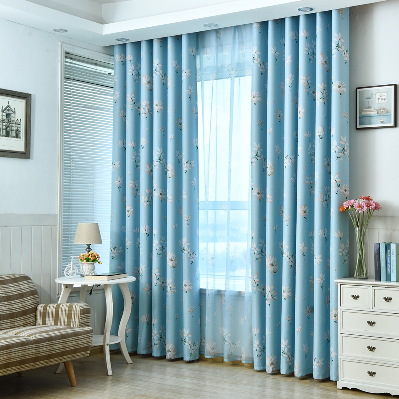 田园简约现代客厅卧室加厚全遮光布遮阳飘窗落地定制窗帘成品特