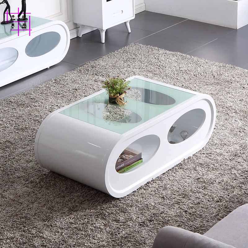 现代椭圆形茶几电视柜套装组合创意家具整装茶桌客厅简约钢化玻璃