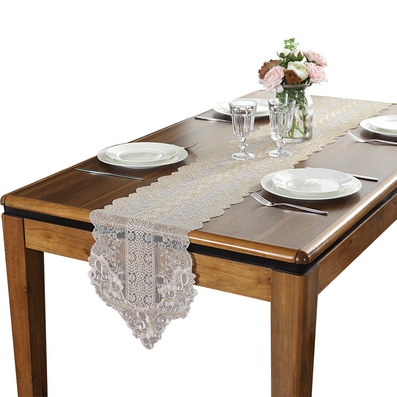 泰绣韩式蕾丝餐桌桌旗欧式唯美简约布艺电视柜白色茶几桌旗