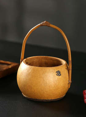 竹柒阁创意手工竹编葫芦提篮小筐收纳竹子竹篮点心盒茶具收纳篮子