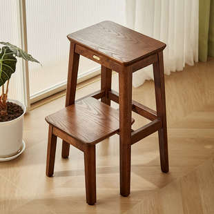 实木梯凳家用折叠梯登高楼梯加厚人字梯凳子梯椅两用小梯子置物架