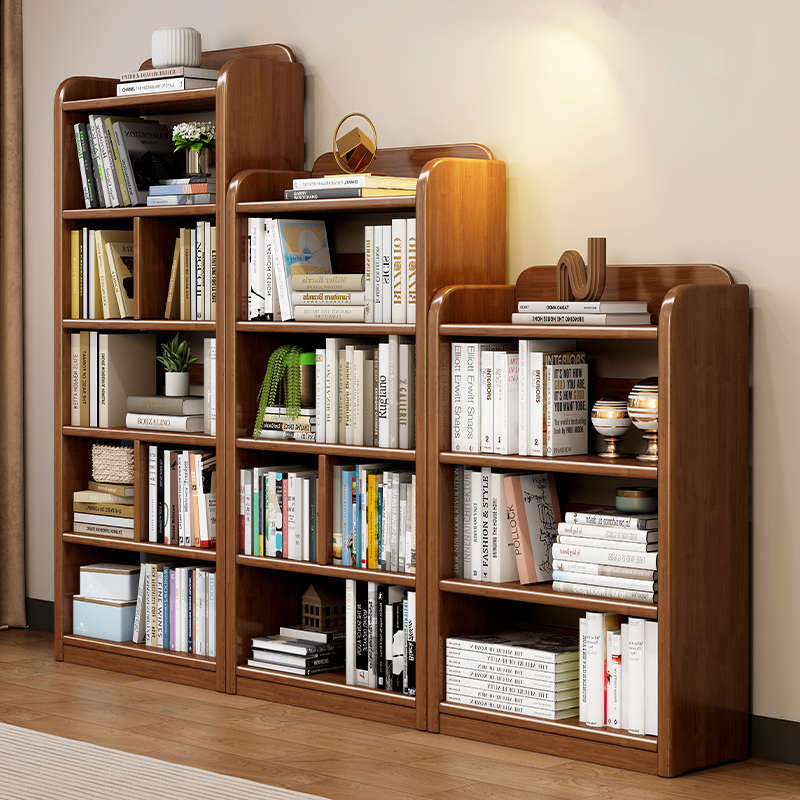 全实木书架落地置物架简约家用靠墙学生多层收纳架客厅简易小书柜