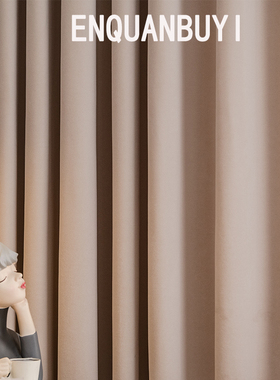 北欧轻奢窗帘丝绒简约现代奶白加厚遮光天鹅绒布卧室客厅大气白色