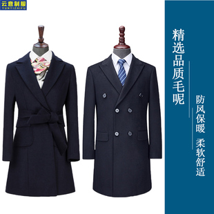 冬季职业装男呢子大衣新款女士毛呢外套风衣酒店前台物业客服工装