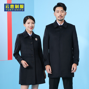 物业售楼处置业顾问工作服秋冬季顺毛呢大衣男短款女士毛呢外套