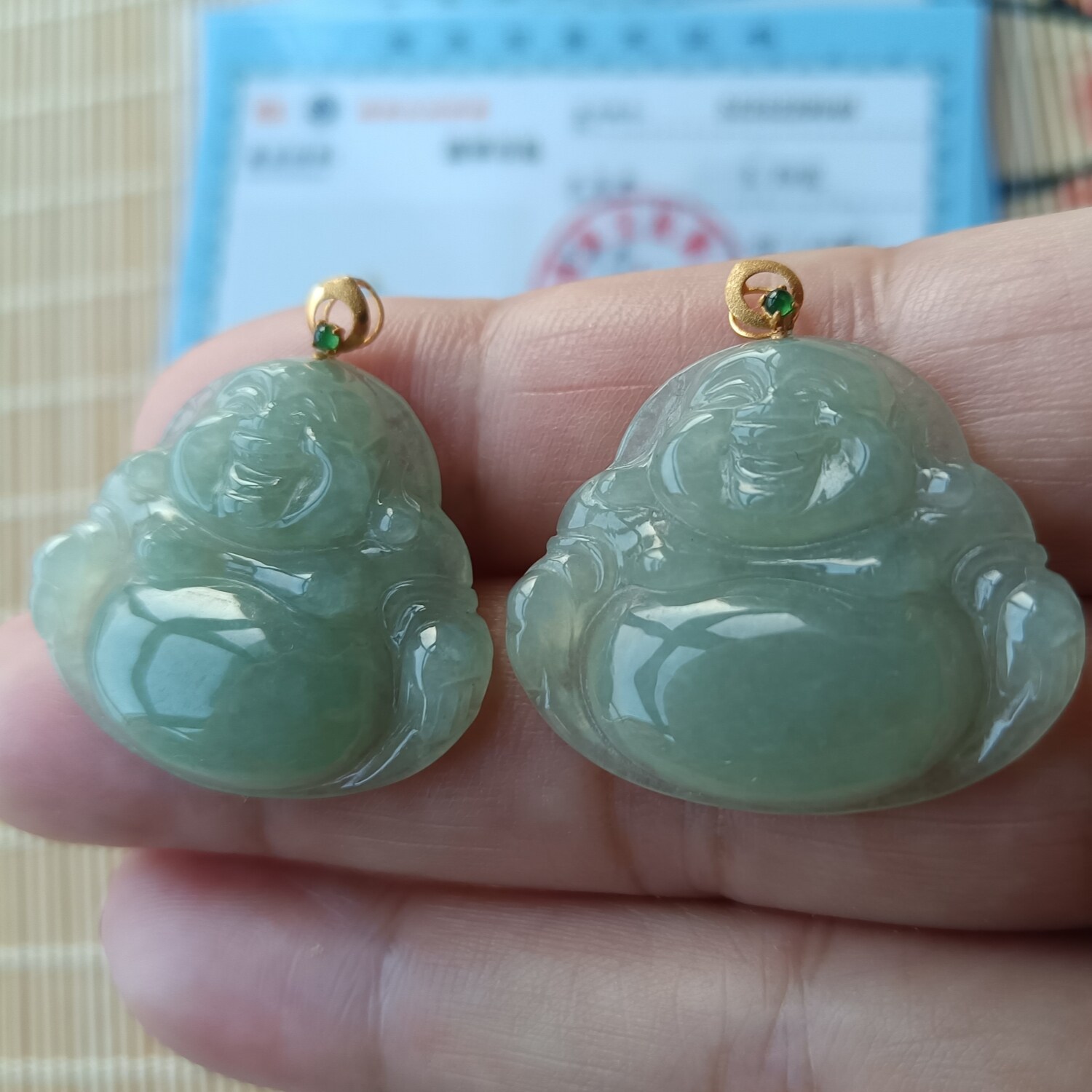 A货缅甸翡翠佛公观音吊坠挂件