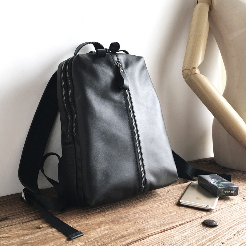 潮新款头层牛皮双肩包男女通用大容量真皮电脑包黑色背包