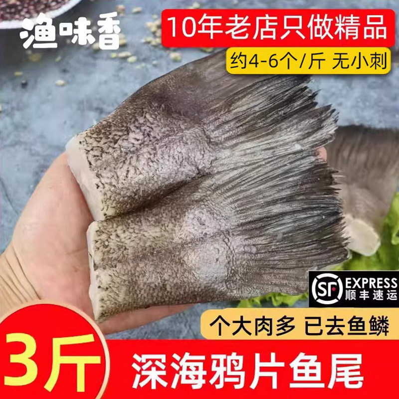 鸦片鱼尾鲽鱼尾3斤超大碟鱼尾新鲜冷冻海鲜鱼尾巴烧烤商用半成品