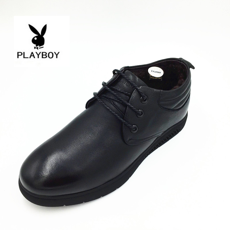 花花公子男鞋冬款商务休闲羊皮毛一体棉鞋8525-344384-2 344385-2