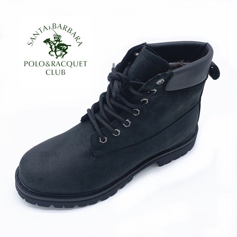 圣大保罗男鞋冬季棉鞋商务休闲鞋马丁靴户外鞋羊皮毛一体男士皮鞋