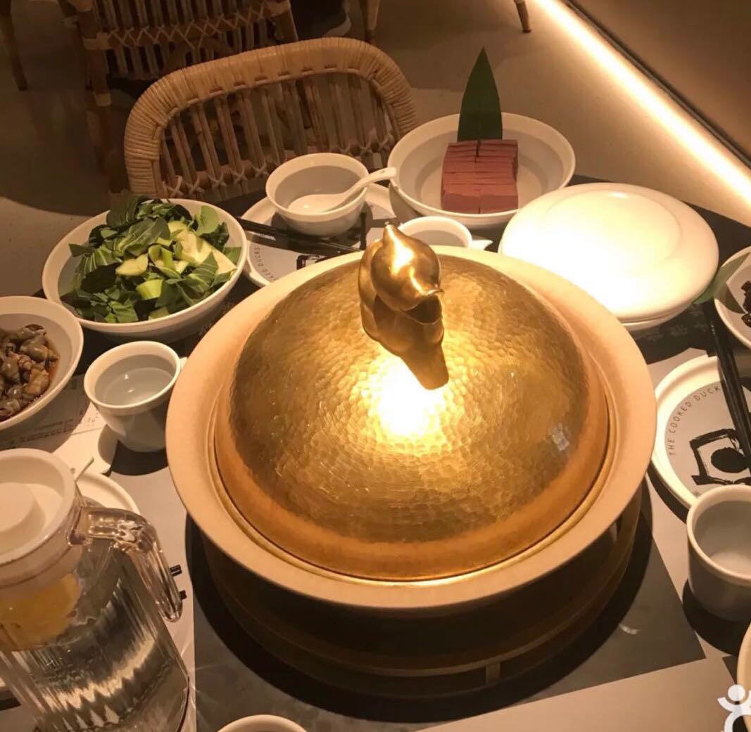 网红款杭州老鸭集同款鸭子煲 铜鸭子盖 火锅 特色砂锅煲