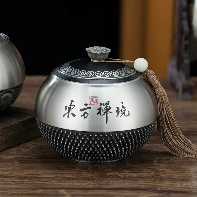锡罐纯锡茶叶罐大号储茶罐便携茶具密封储物罐手工锡器茶仓家用
