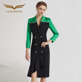 创意狐2025年优雅礼服韩版 轻奢高端精致高级感气质收腰长袖 连衣裙