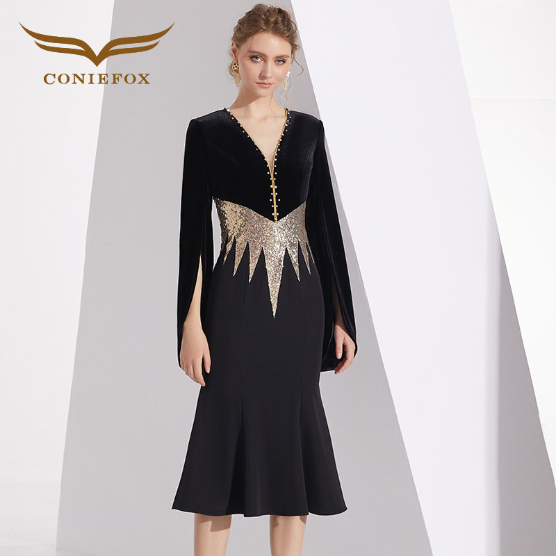 创意狐高端质感小晚礼服女宴会法式年会平时可穿显瘦鱼尾礼服裙子