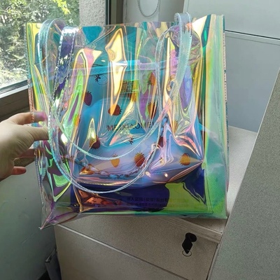 镭射包包女大容量手提包时尚新品果冻包休闲百搭pvc单肩透明包潮