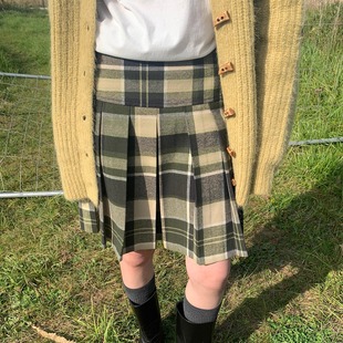 KERNEL COSMOS苏格兰小调 冬日提色利器加厚撞色格纹显瘦百褶中裙