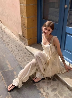 KERNEL COSMOS 城市流浪诗人 轻透肌理不规则飘逸半裙拼接束脚裤