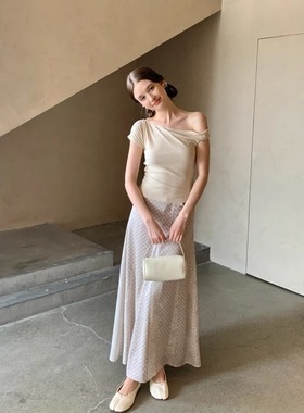 KERNEL COSMOS 设计感解构分割拼接格纹与雏菊高腰垂感半身裙长裙